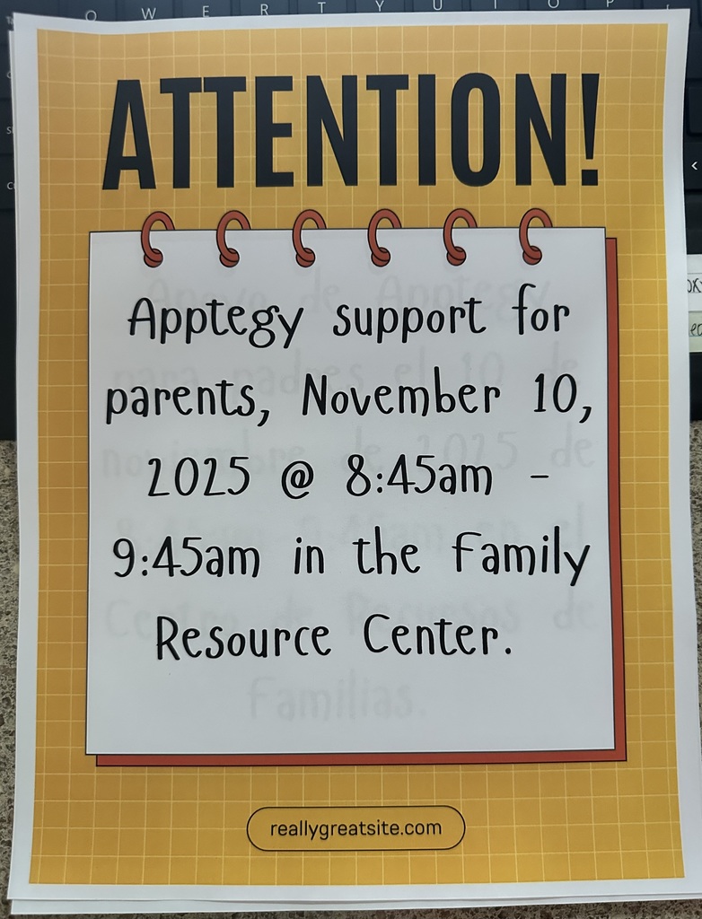 Apptegy support for parents, November 10, 2025 from 8:45-9:45am in the Family Resource Center.