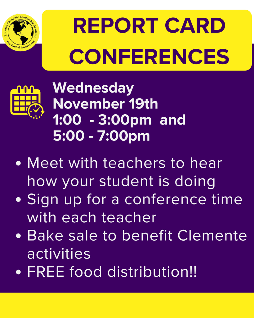 Report Card Conferences:  Wednesday, November 19;  1:00-3:00pm  and 5:00-7:00pm