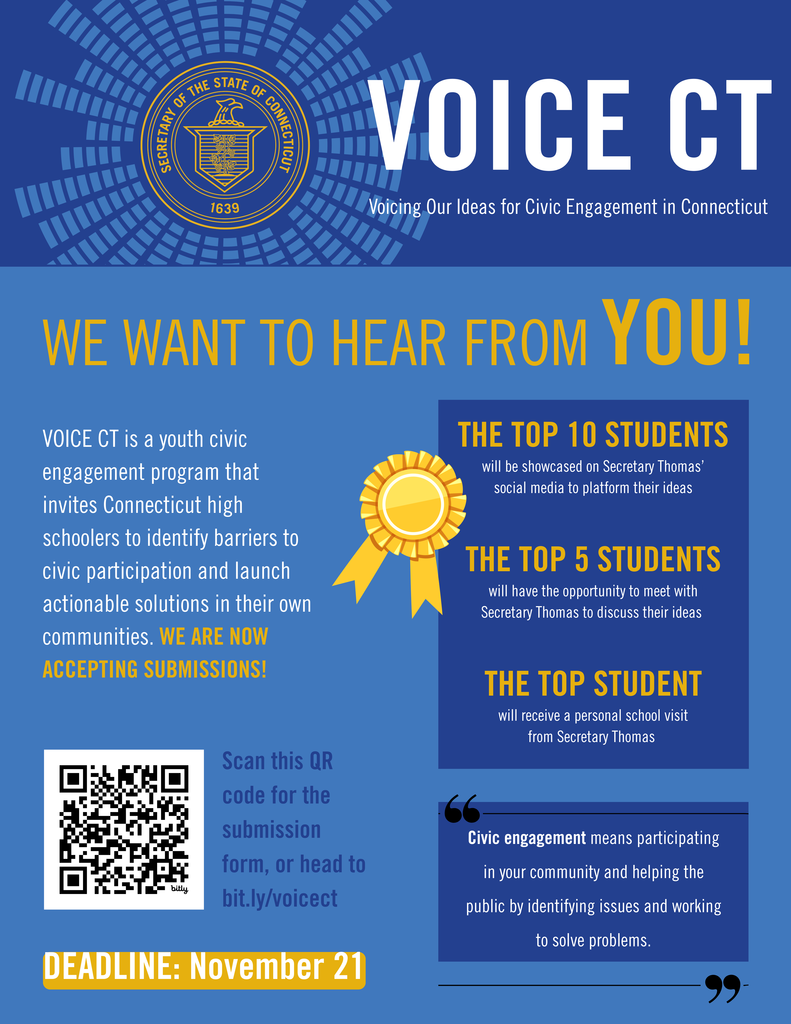 Voice CT Flyer - Youth Civic Engagement Program