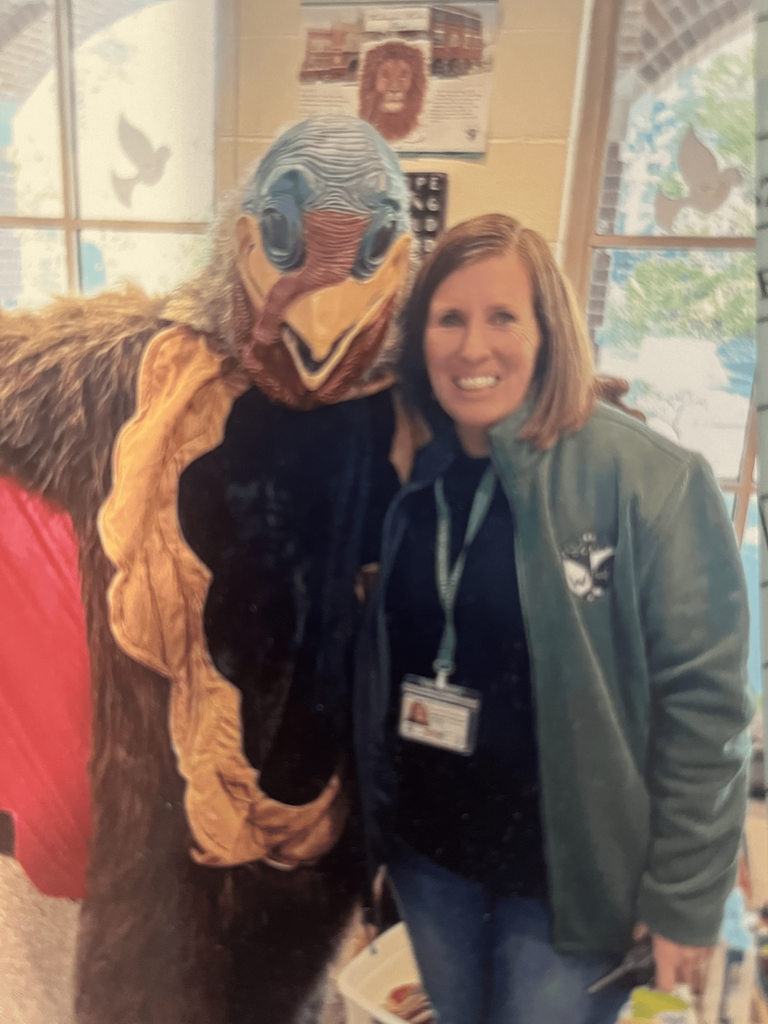 Principal Gethings with a turkey 