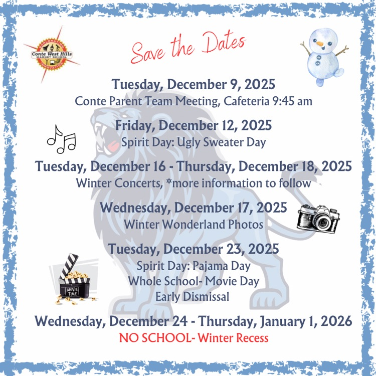 December- Save the Dates