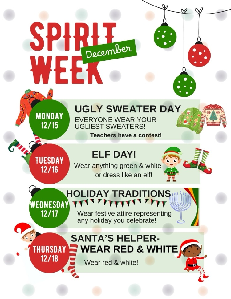 Spirit Days 12/15-12/18 