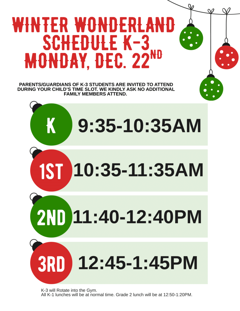 Winter Wonderland schedule 