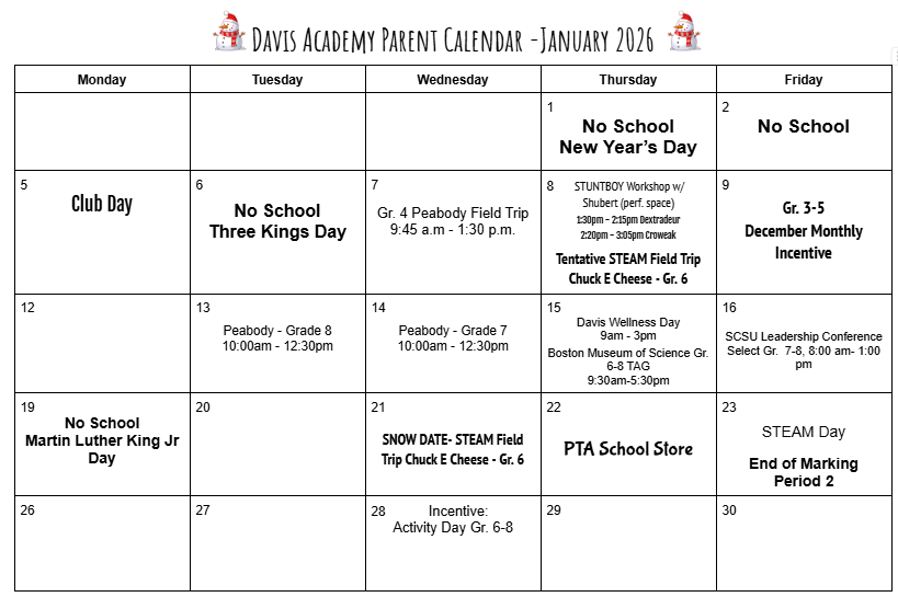 January 2026 Calendar