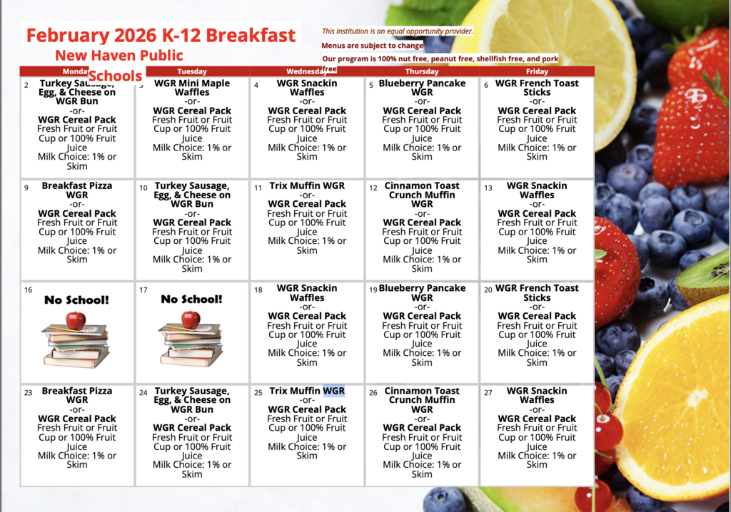 February 2026 Breakfast Menu