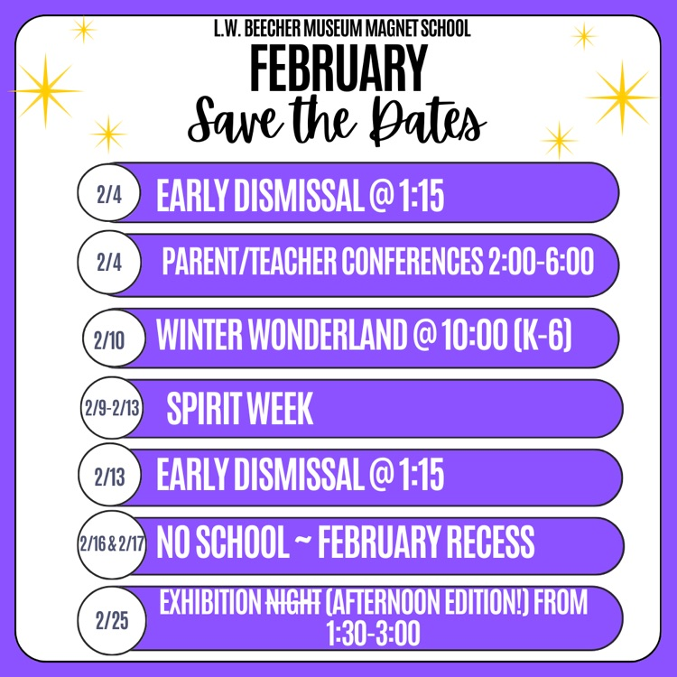 Feb. Save the Dates