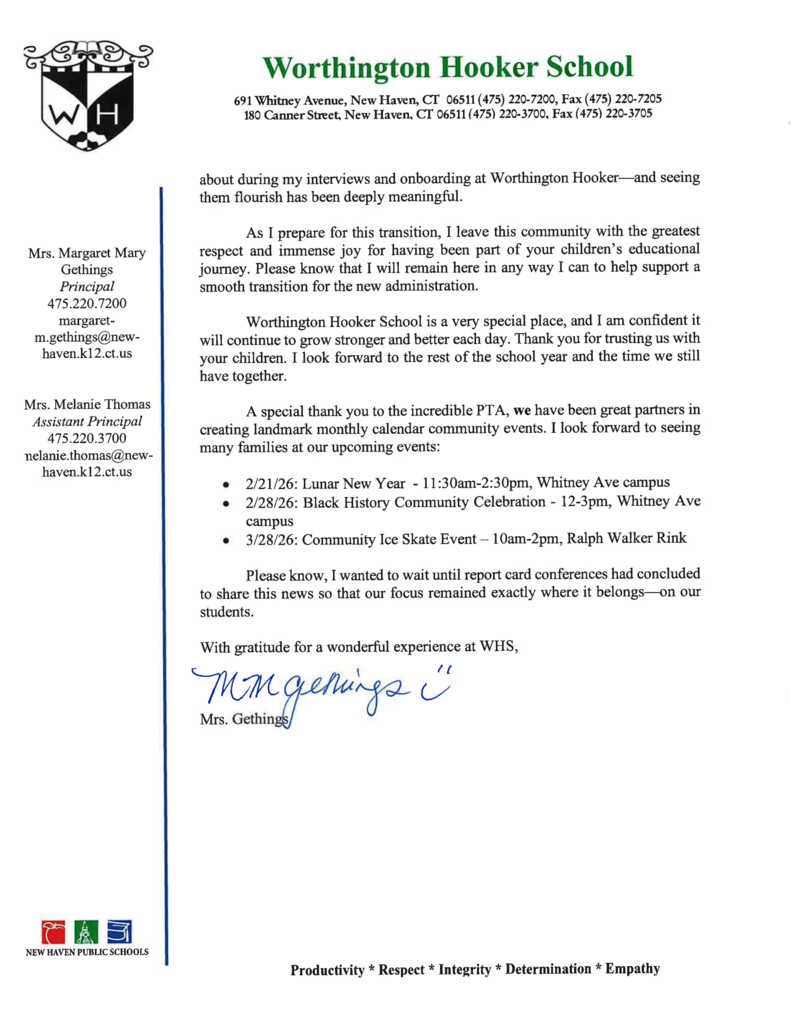 Letter from Mrs. Gethings