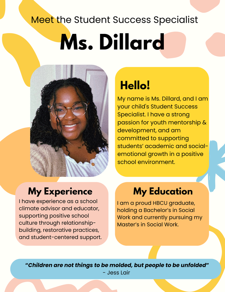 Welcome to Celentano - Ms. Dillard, our Student Success Specialist