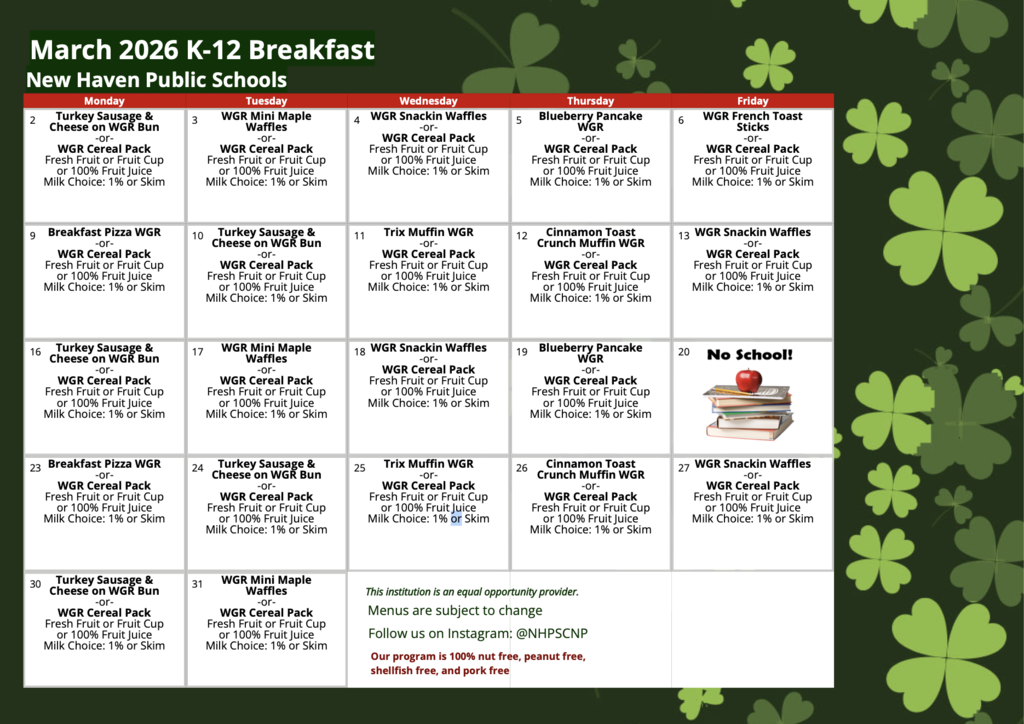 March Breakfast Menu