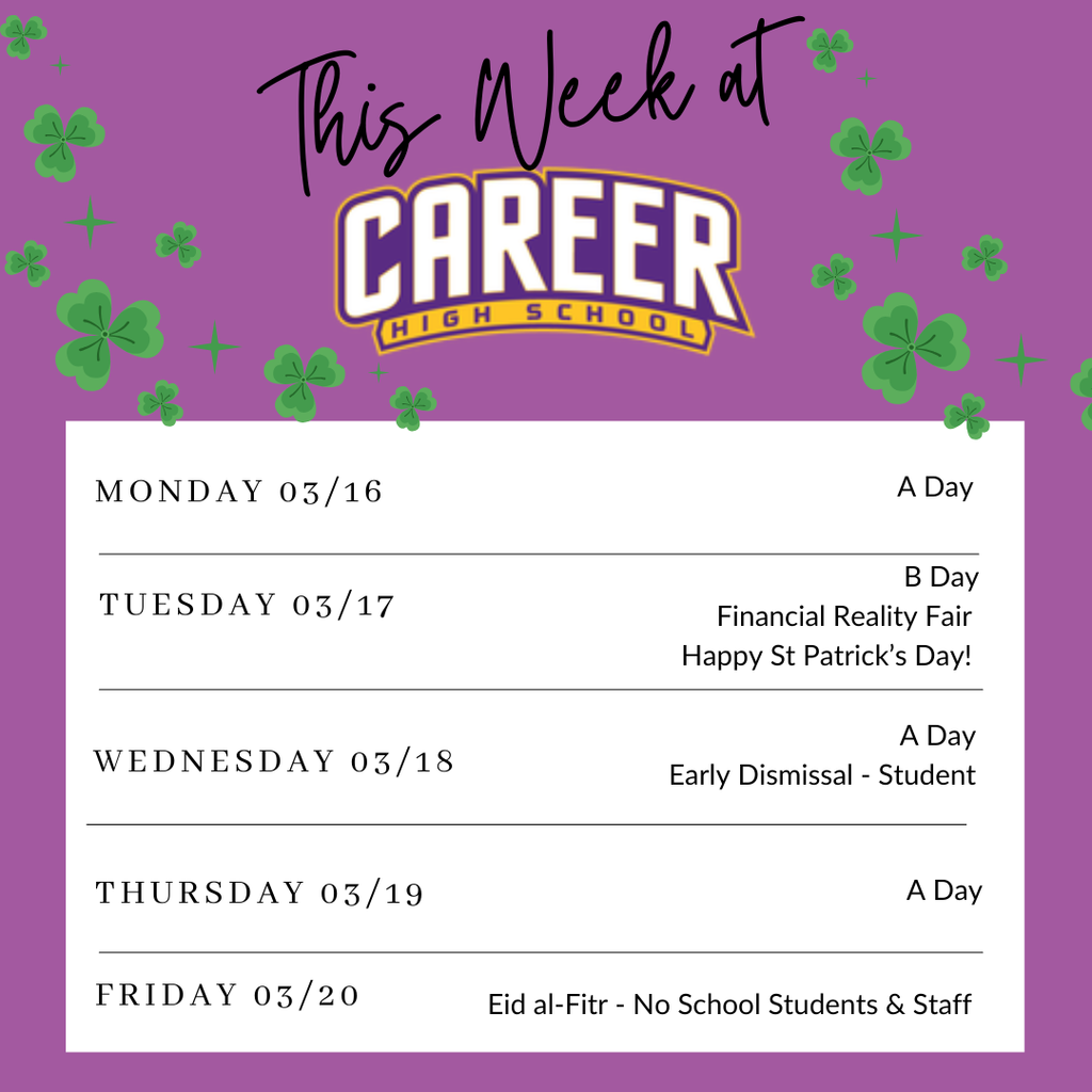 Career Schedule 3/16/26