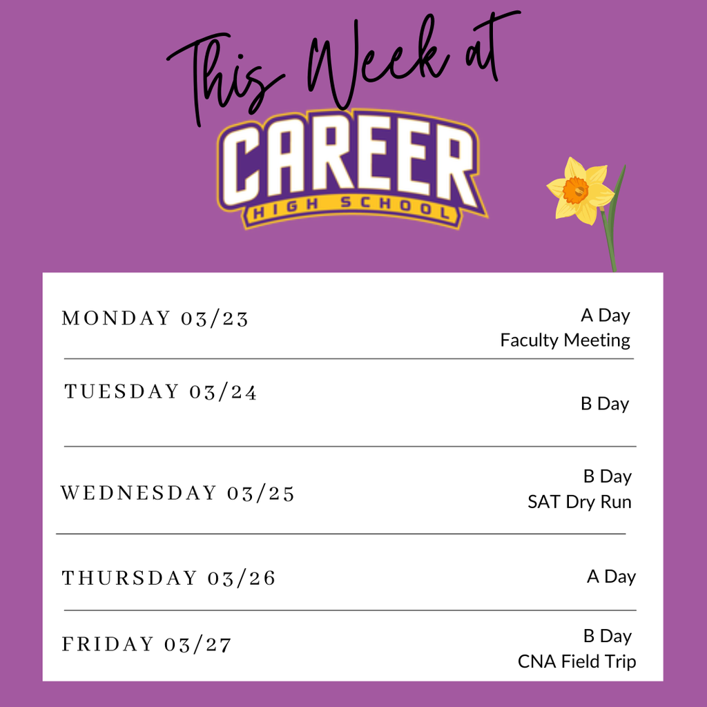 Career Schedule 3/16/26