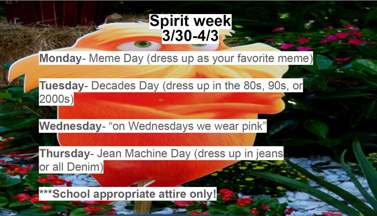 flyer for spirit week