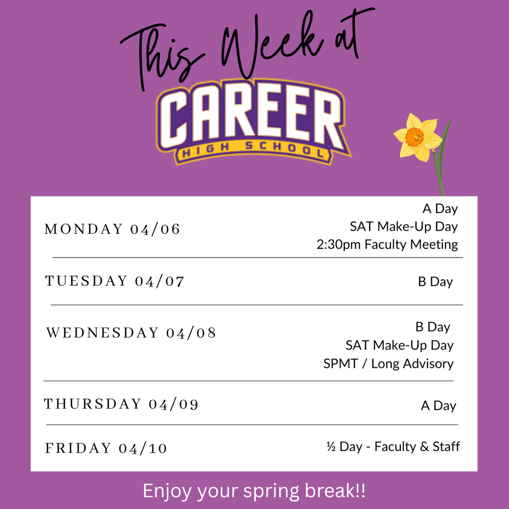 Career Schedule 4/6/26