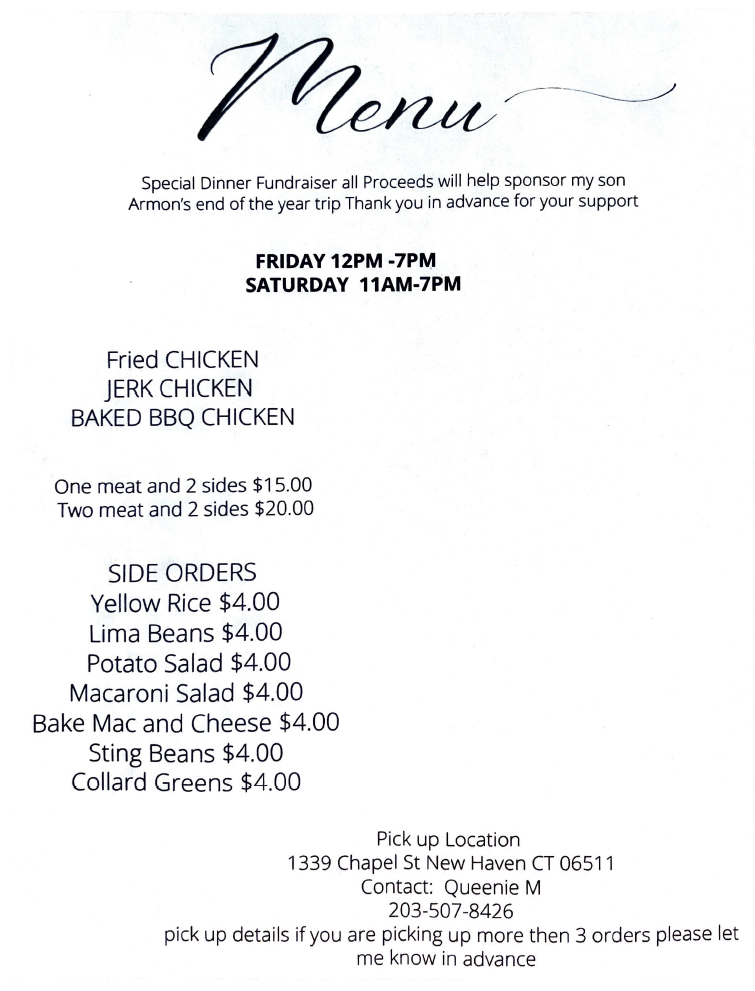 Menu For Senior Raising Funds