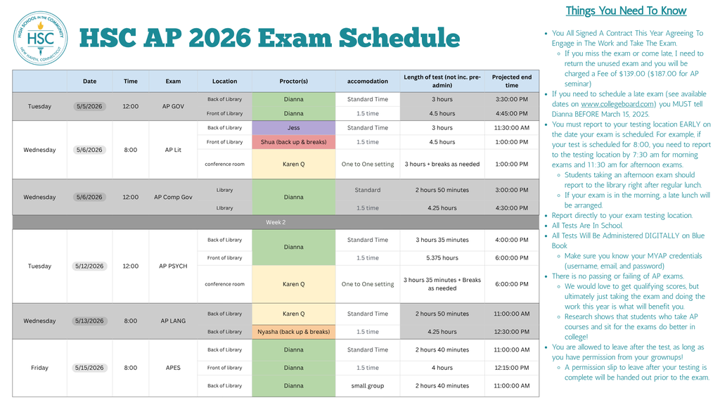 AP EXAM Schedule 2026