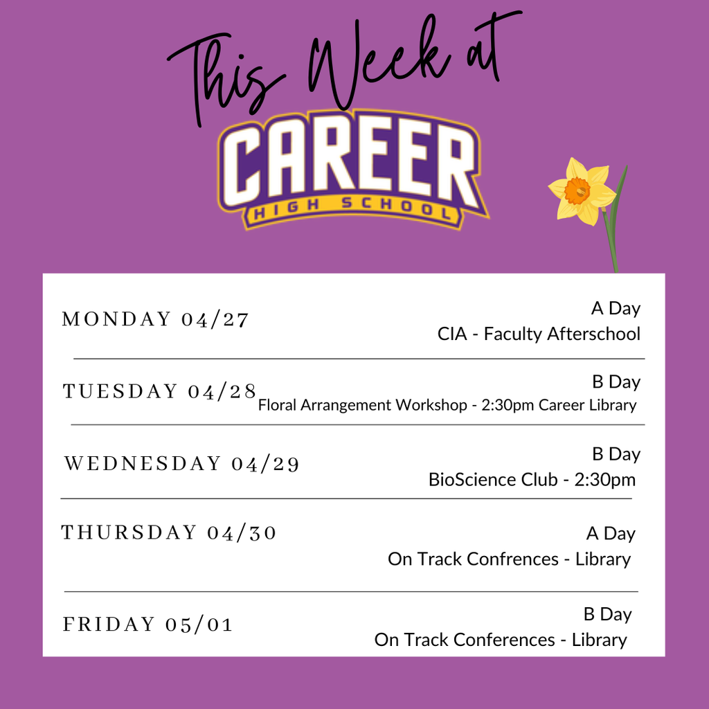 Career Schedule 4/27/2026