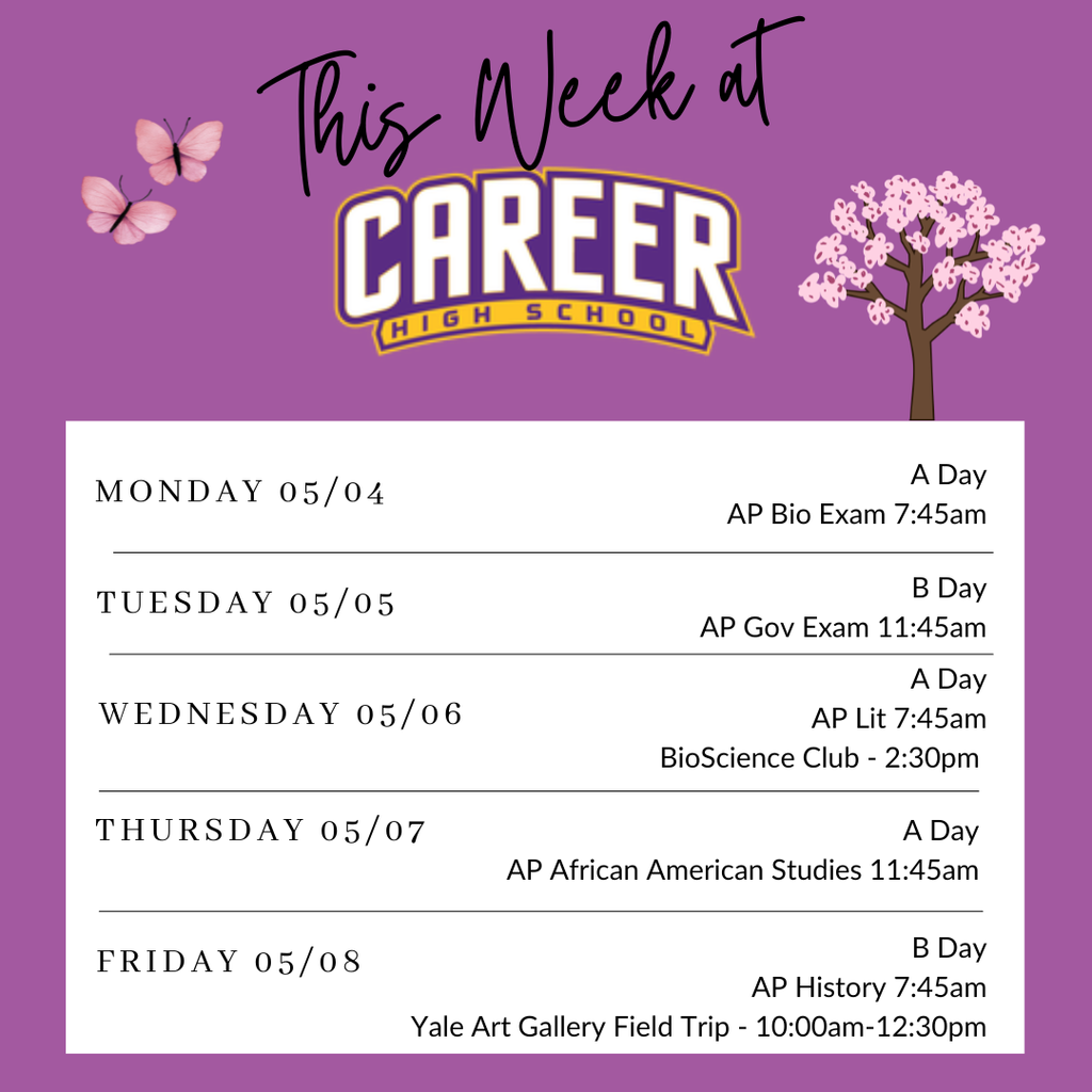 Career Schedule 5/4/2026