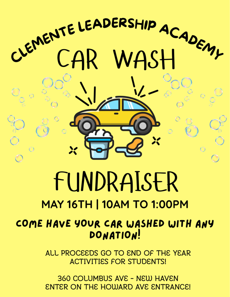 Clemente car wash today ! Come support our school from 10-1 and get your car washed with any donation !