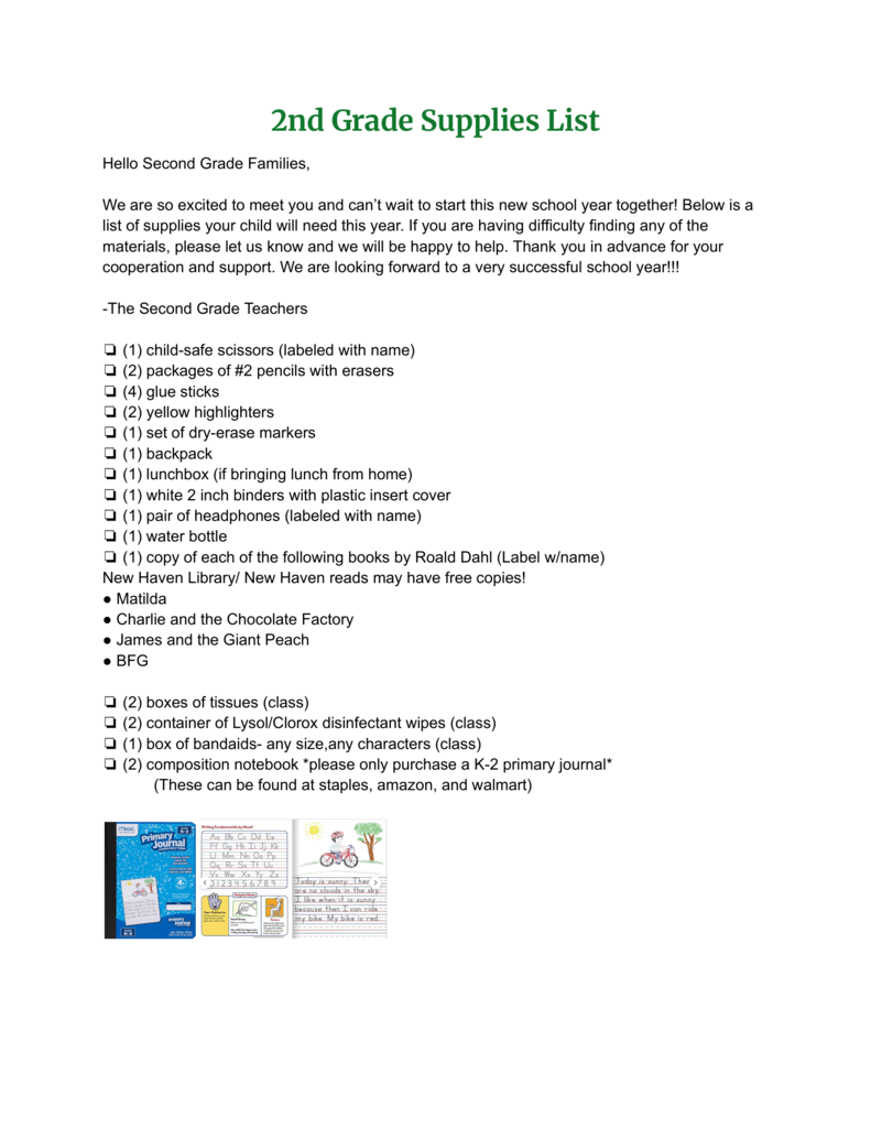 K-8 Supply list