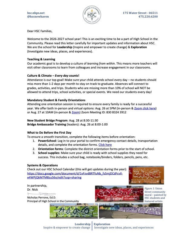 Image of principal letter