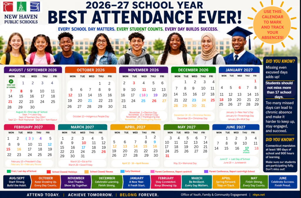 Best Attendance Calendar 2026-2027