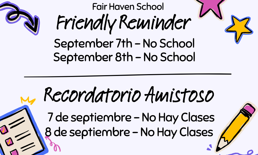 9/7 and 9/8 No School 