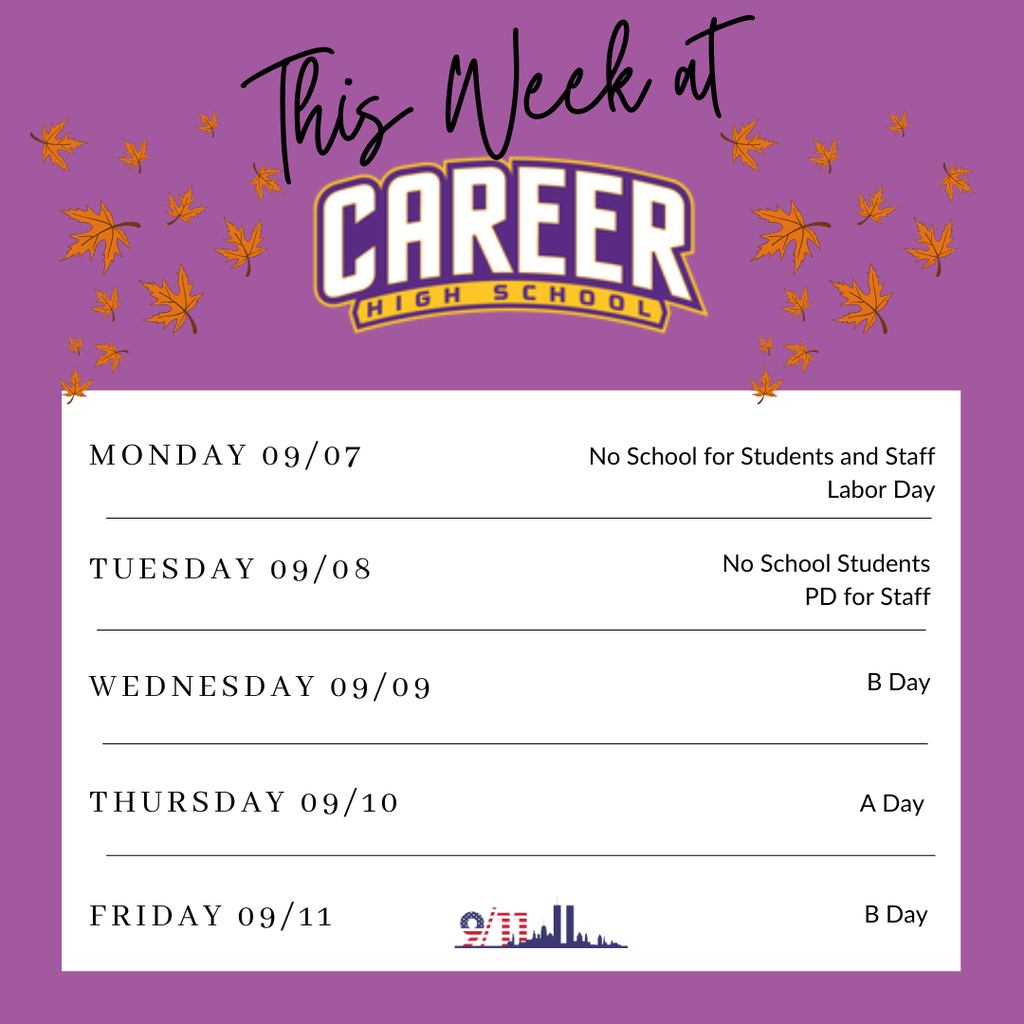 Career Schedule 9/7/26