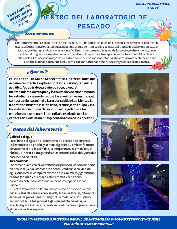  Science Focus Newsletter - INSIDE THE FISH LAB - By: Paola - Spanish