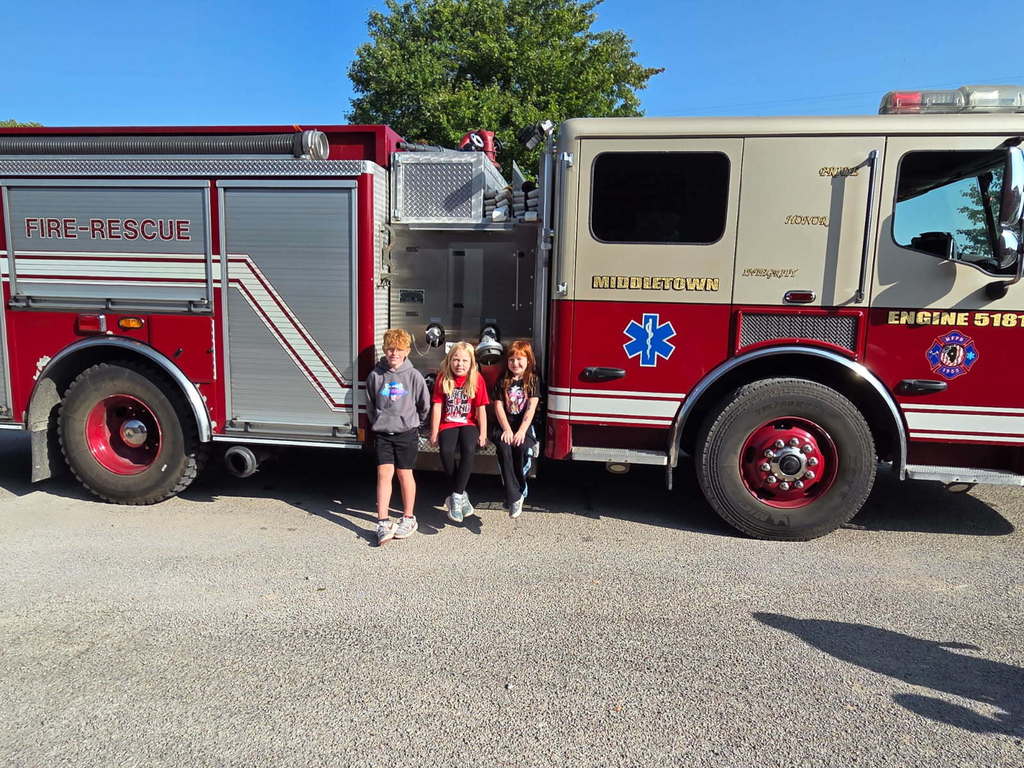 Fire safety drill school fire truck