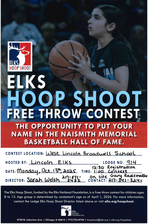 Elks Hoop Shoot Free Throw Contest Flyer
