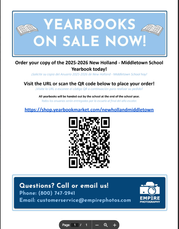 Yearbook order form with QR code