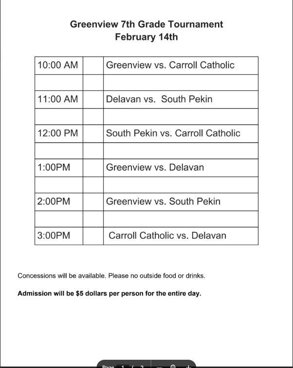 7th grade tournament schedule