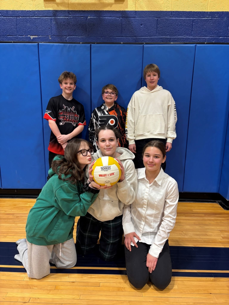 Middle School PE Volleyball students