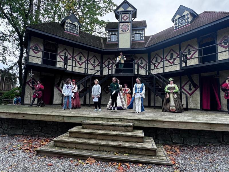 7th Graders being knighted on stage and the Pa Renaissance Faire