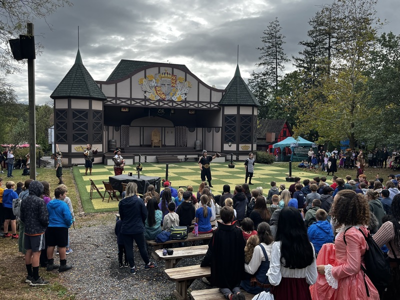 7th grade students at Pa Renaissance Faire during the wrestling match