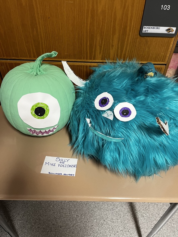 Middle School pumpkin decorating, Monsters Inc