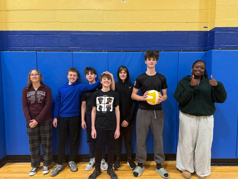 Middle school students in the gym for volleyball
