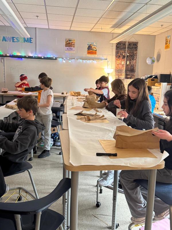 6th graders working on Ancient Egypt Projects