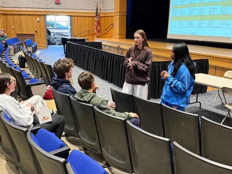 8th graders and high schoolers talking about Lionslink mentorship program