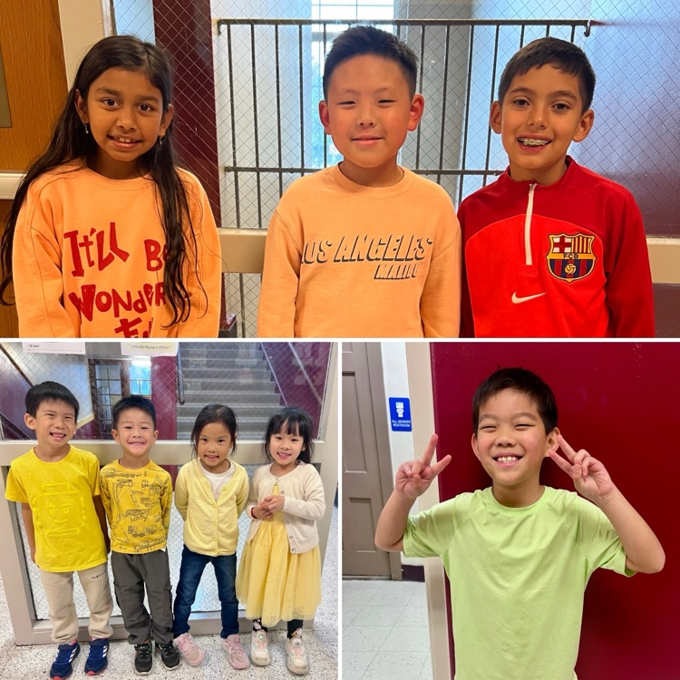 kids wearing different colors for spirit week