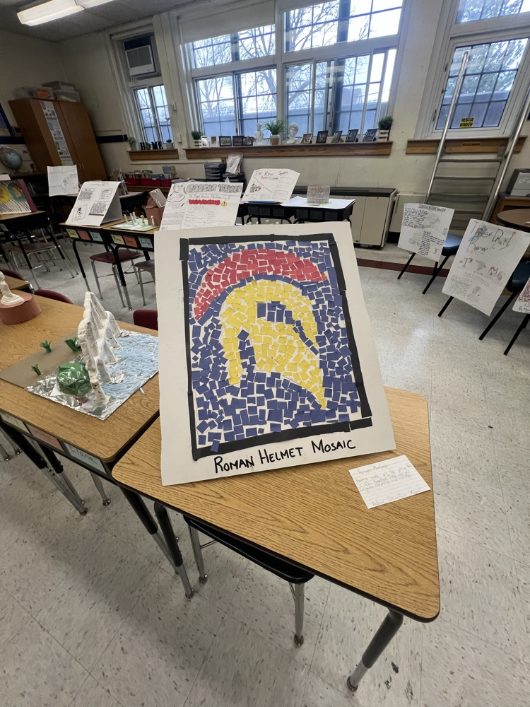 kids looking at projects on Ancient Rome