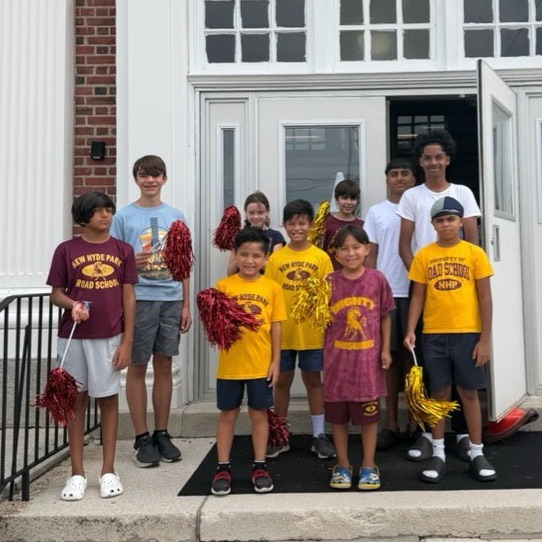 kids in front of the school