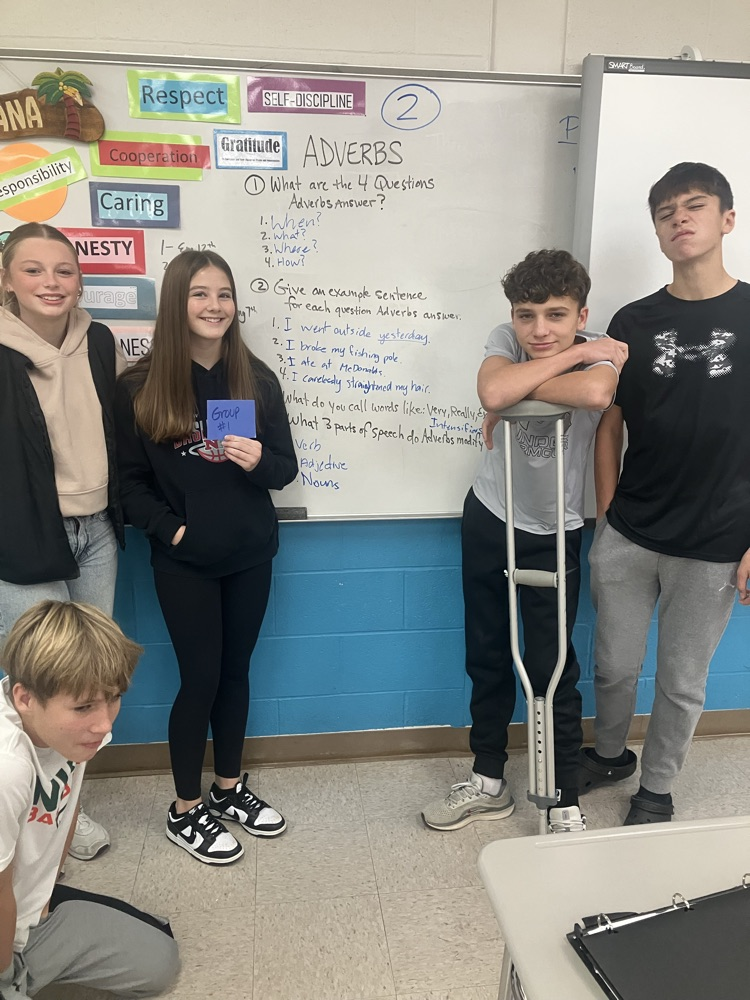 Learning about the four questions Adverbs answer in Mr Sailer’s 8th grade ELA class