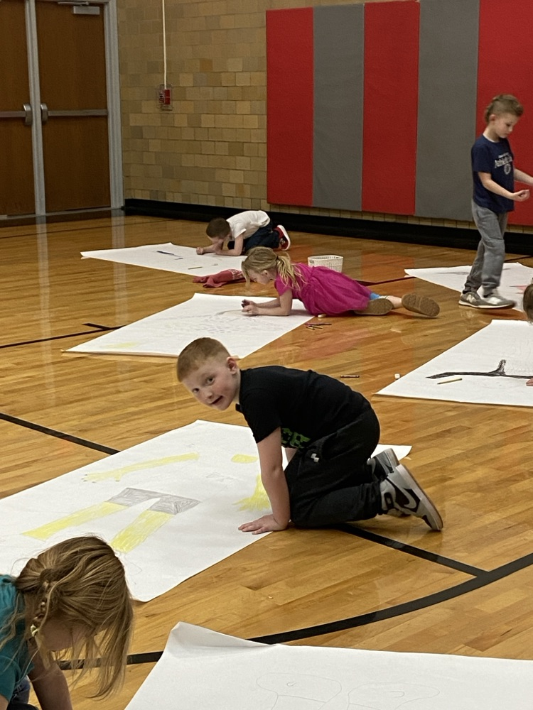 Kindergartners working hard