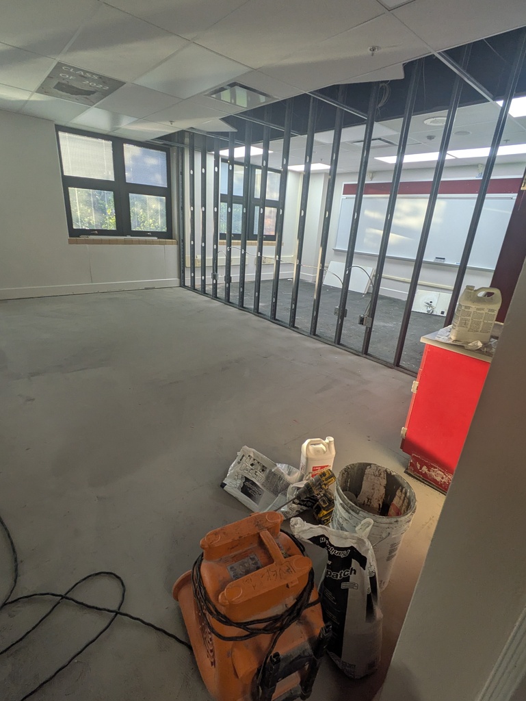 From the ground up!  A new wall is going in to create a new space. 