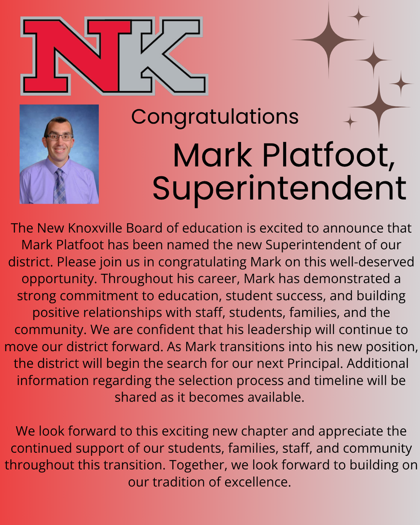 New Knoxville superintendent, Mark Platfoot