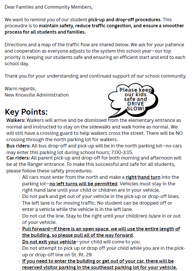 procedures for pickup and drop-off