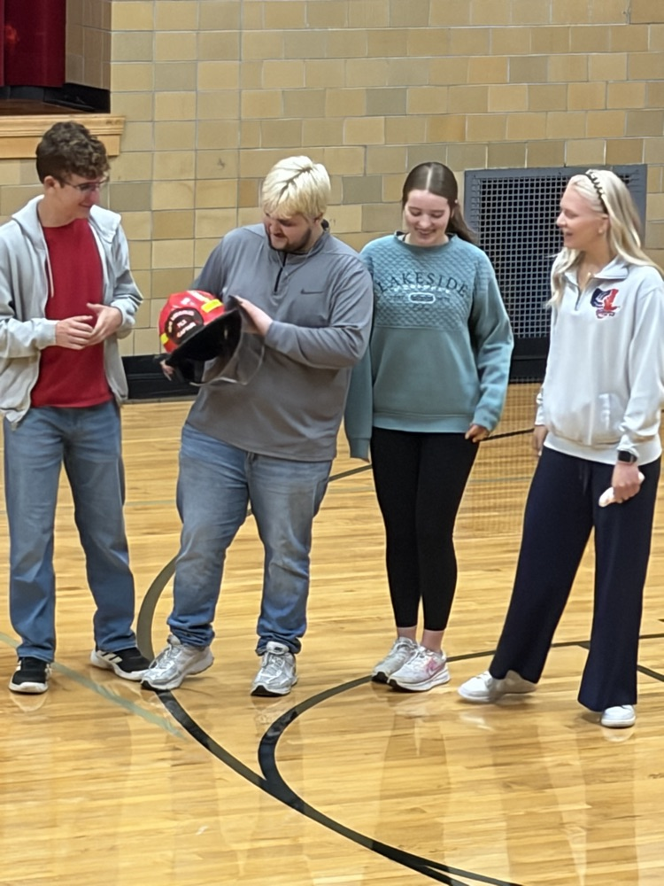 Seniors are victorious during the Fire Safety Day relay.  They put their Red and Grey pride on the line (and over the finish line) 