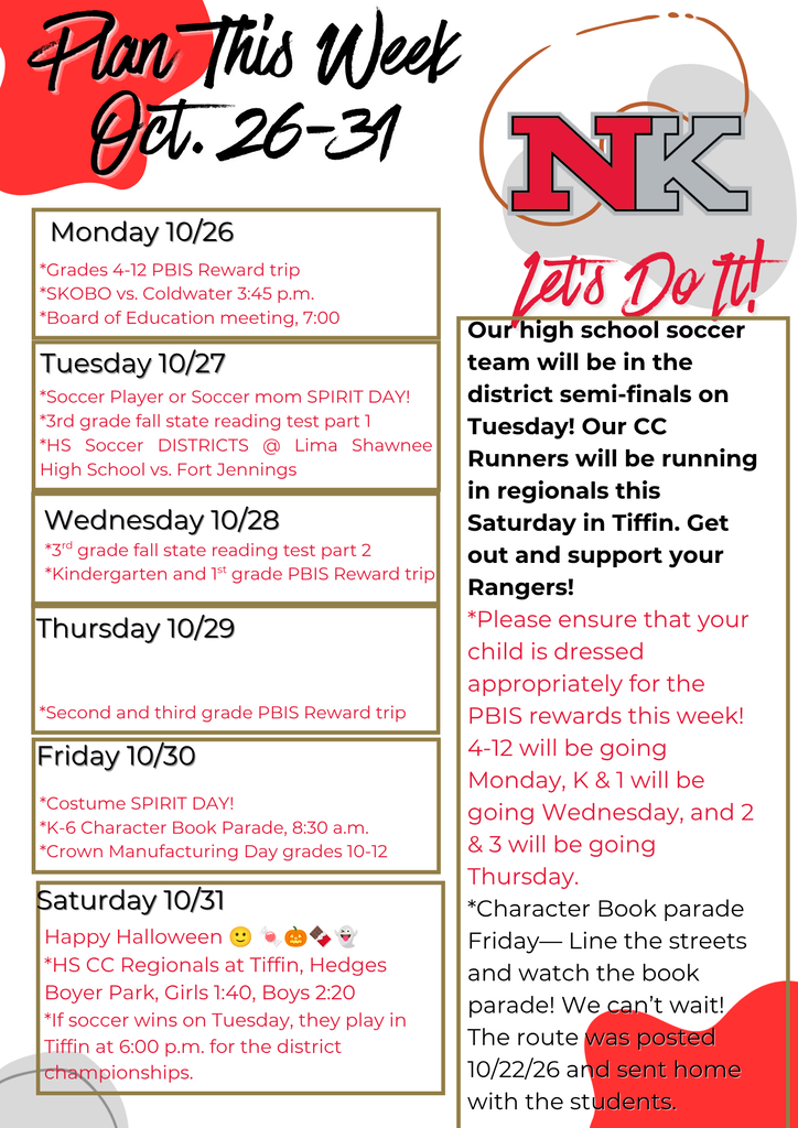 Weekly update October 26-31