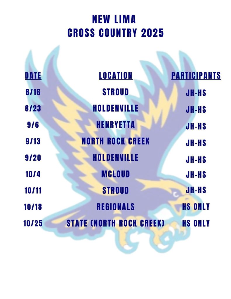 Cross Country Schedule